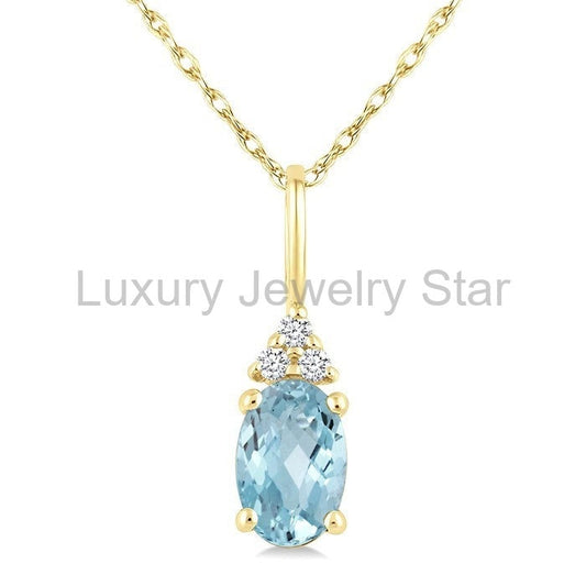 Oval Shape Gemstone & Diamond Pendant