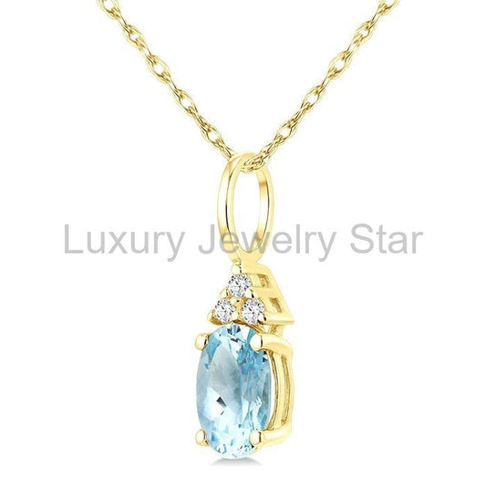 Oval Shape Gemstone & Diamond Pendant