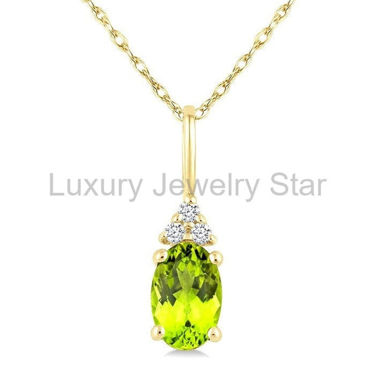 Oval Shape Gemstone & Diamond Pendant
