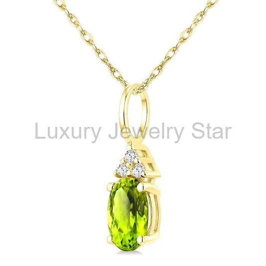 Oval Shape Gemstone & Diamond Pendant