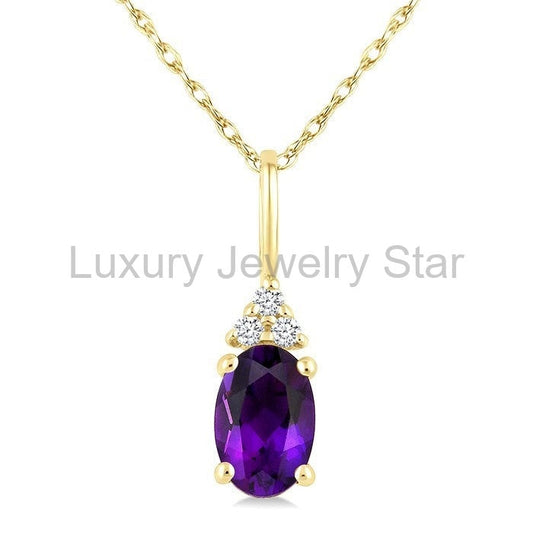 Oval Shape Gemstone & Diamond Pendant