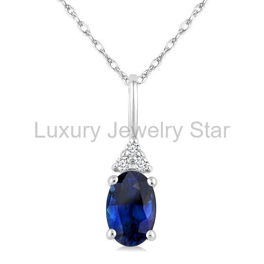 Oval Shape Gemstone & Diamond Pendant