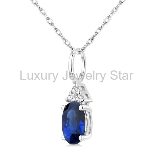 Oval Shape Gemstone & Diamond Pendant