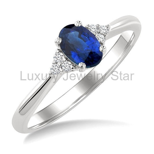 Oval Shape Gemstone & Diamond Ring
