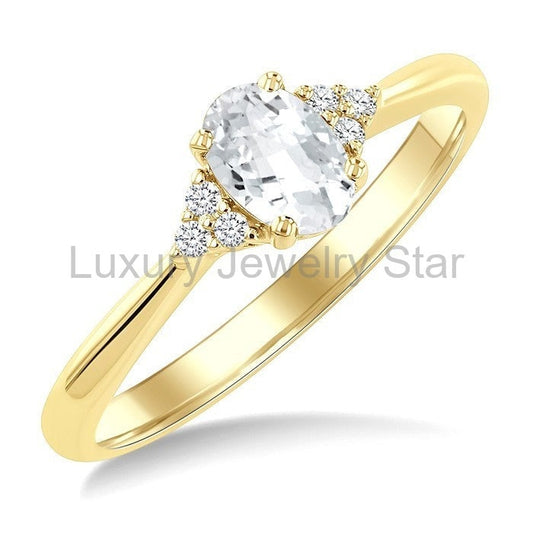 Oval Shape Gemstone & Diamond Ring