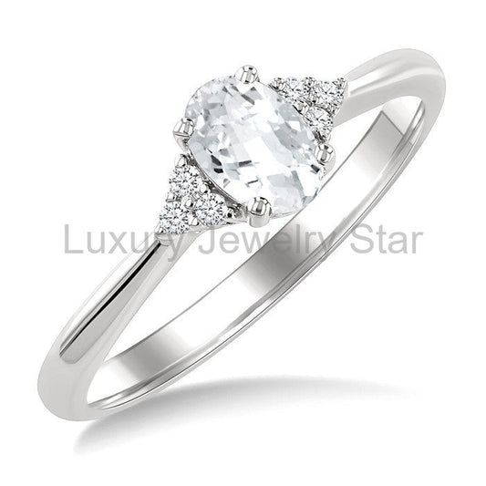 Oval Shape Gemstone & Diamond Ring