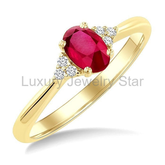 Oval Shape Gemstone & Diamond Ring
