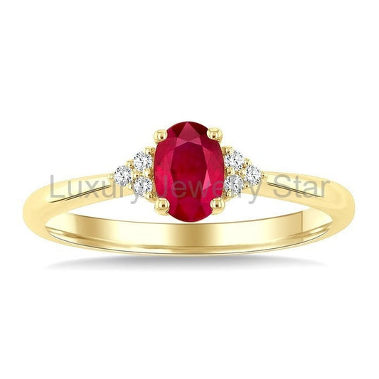 Oval Shape Gemstone & Diamond Ring - image 2