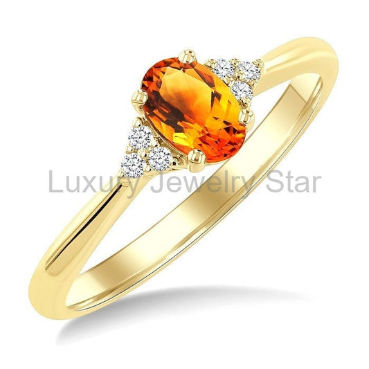 Oval Shape Gemstone & Diamond Ring