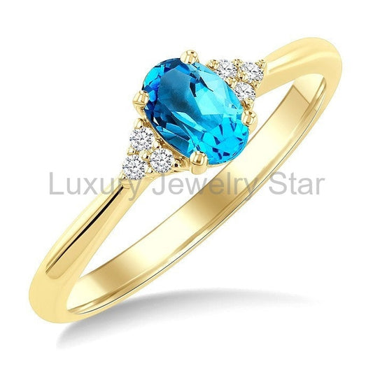 Oval Shape Gemstone & Diamond Ring