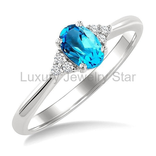 Oval Shape Gemstone & Diamond Ring