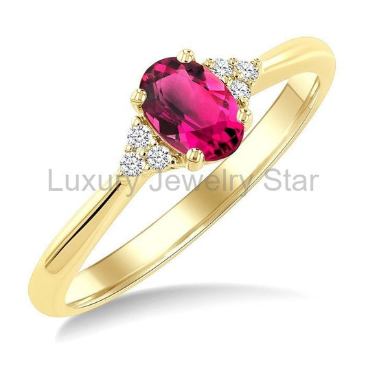 Oval Shape Gemstone & Diamond Ring
