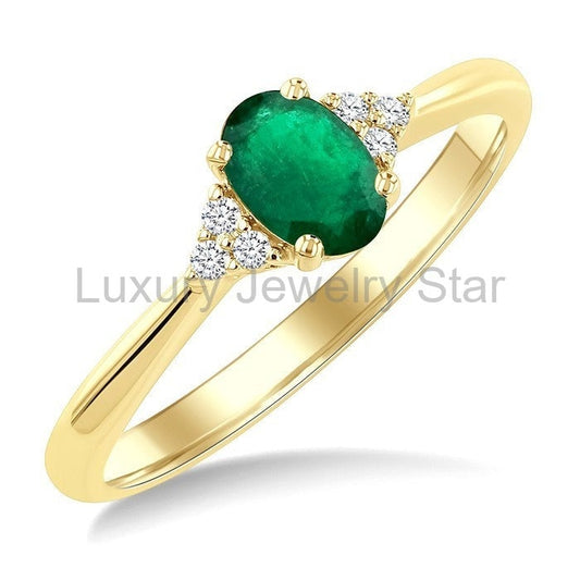 Oval Shape Gemstone & Diamond Ring