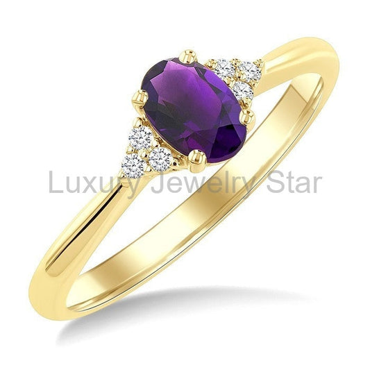 Oval Shape Gemstone & Diamond Ring