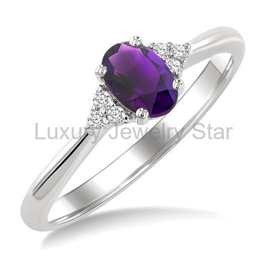 Oval Shape Gemstone & Diamond Ring