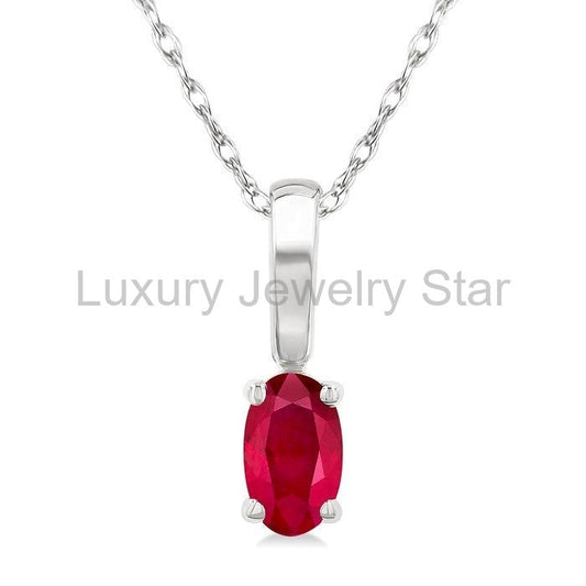 Oval Shape Gemstone Solitaire Pendant