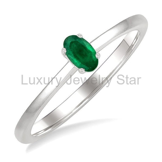 Oval Shape Gemstone Solitaire Ring