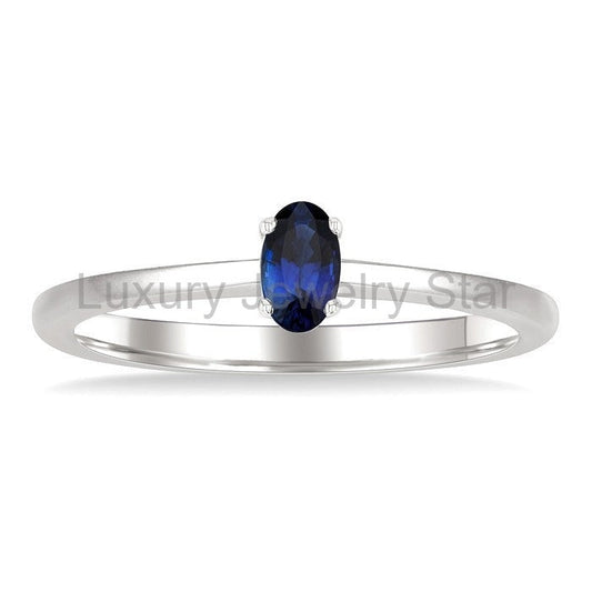 Oval Shape Gemstone Solitaire Ring - image 2
