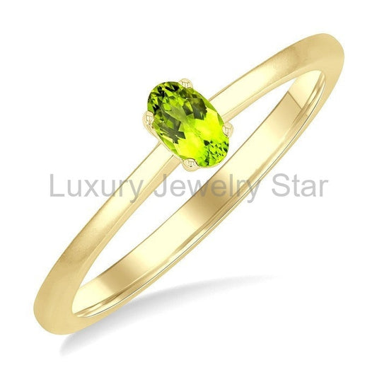 Oval Shape Gemstone Solitaire Ring