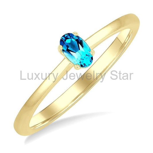 Oval Shape Gemstone Solitaire Ring