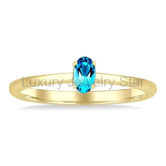 Oval Shape Gemstone Solitaire Ring - image 2