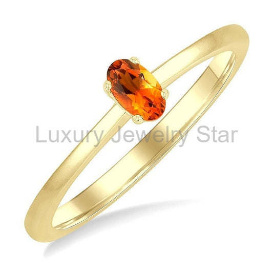 Oval Shape Gemstone Solitaire Ring