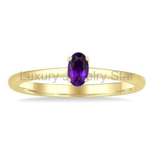 Oval Shape Gemstone Solitaire Ring - image 2