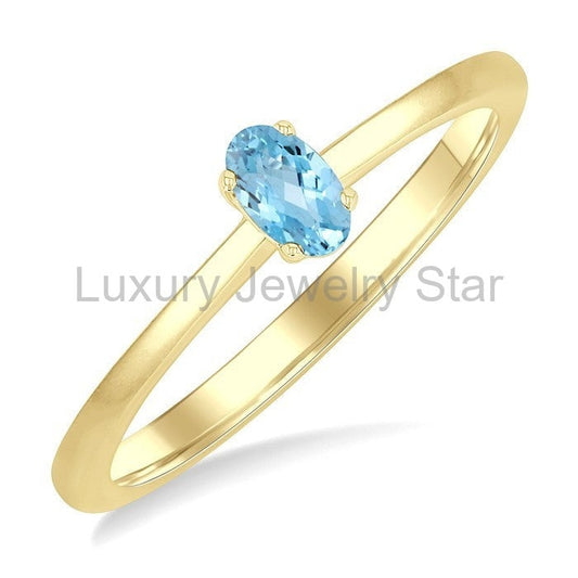 Oval Shape Gemstone Solitaire Ring