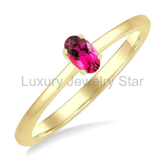 Oval Shape Gemstone Solitaire Ring