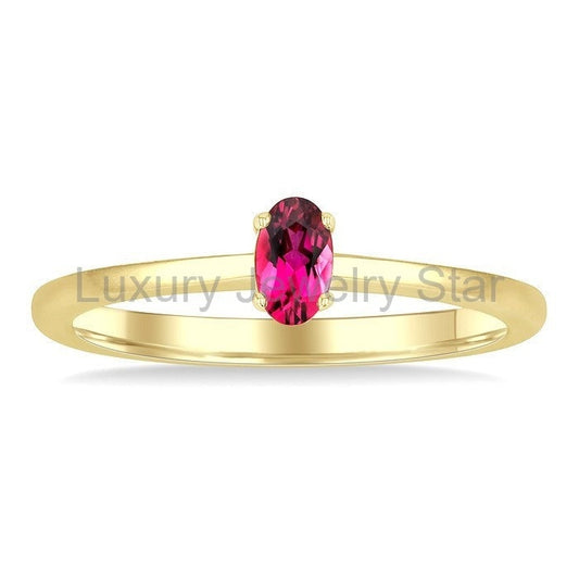 Oval Shape Gemstone Solitaire Ring - image 2