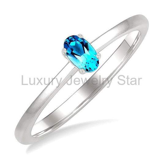 Oval Shape Gemstone Solitaire Ring