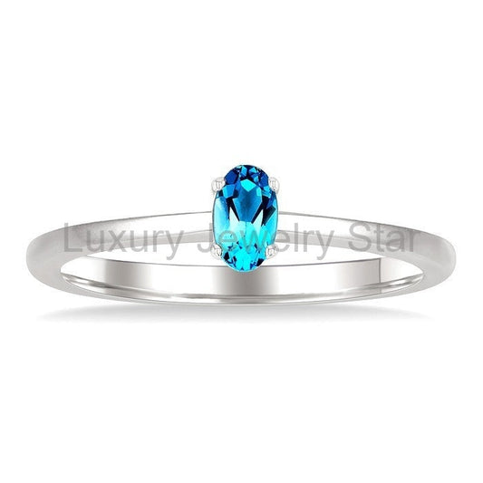 Oval Shape Gemstone Solitaire Ring - image 2