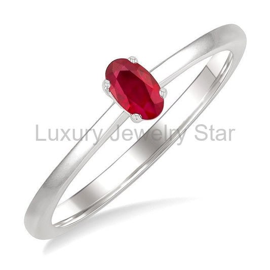Oval Shape Gemstone Solitaire Ring