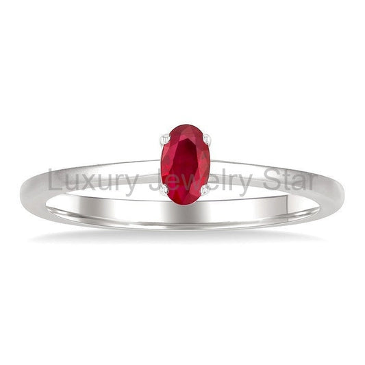 Oval Shape Gemstone Solitaire Ring - image 2