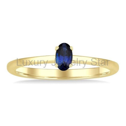 Oval Shape Gemstone Solitaire Ring - image 2