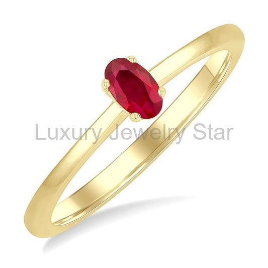 Oval Shape Gemstone Solitaire Ring