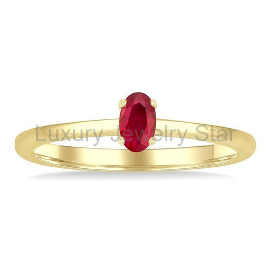 Oval Shape Gemstone Solitaire Ring - image 2