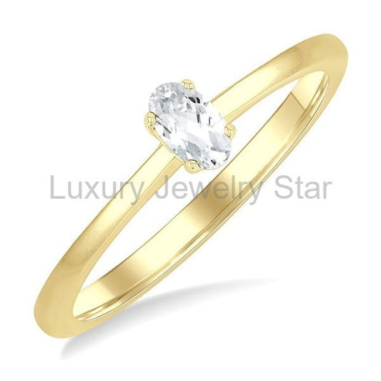 Oval Shape Gemstone Solitaire Ring