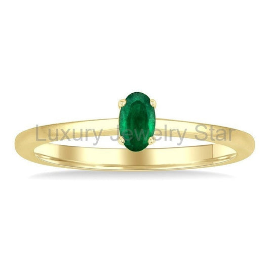 Oval Shape Gemstone Solitaire Ring - image 2