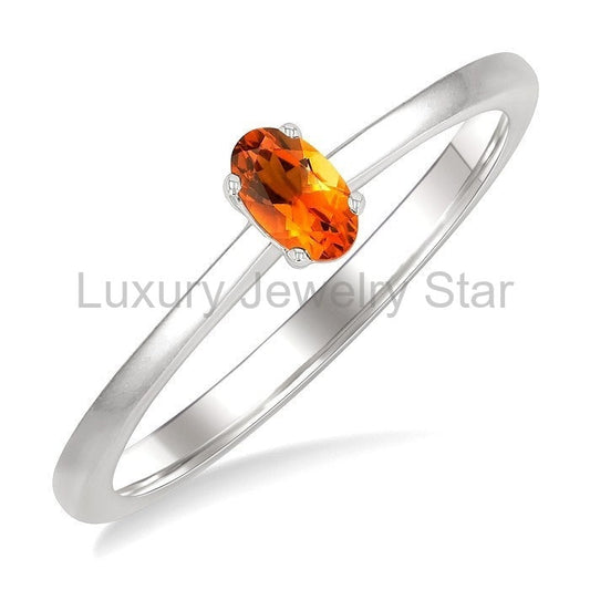 Oval Shape Gemstone Solitaire Ring