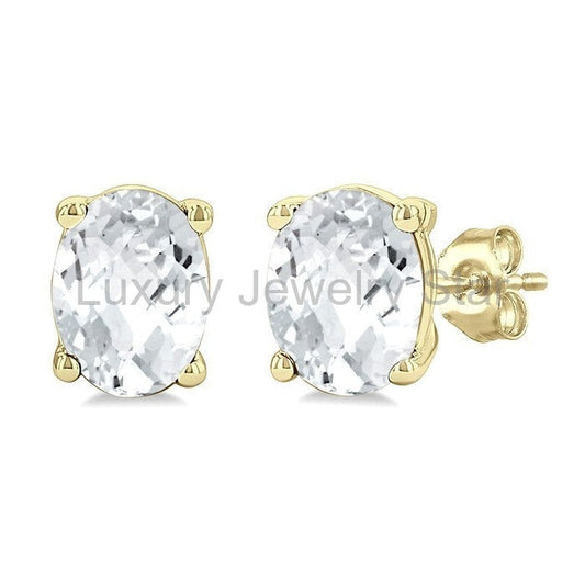 Oval Shape Gemstone Stud Earrings