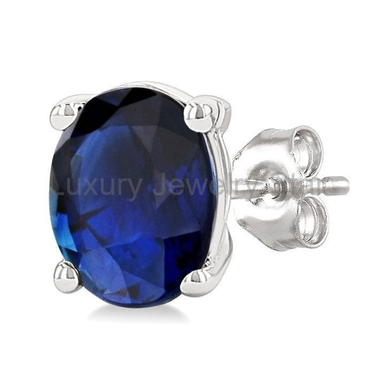 Oval Shape Gemstone Stud Earrings - image 2