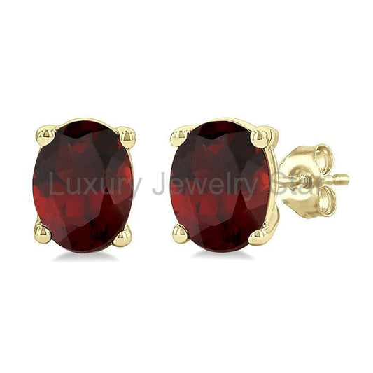 Oval Shape Gemstone Stud Earrings