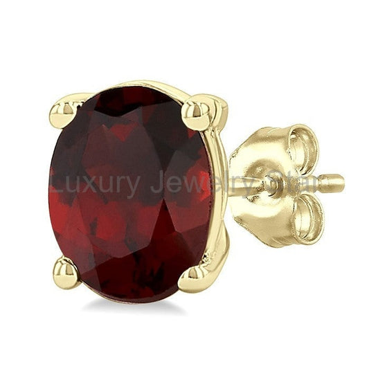 Oval Shape Gemstone Stud Earrings - image 2