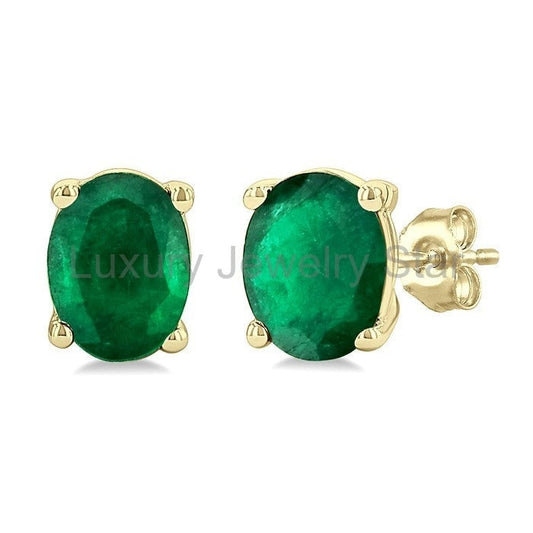 Oval Shape Gemstone Stud Earrings