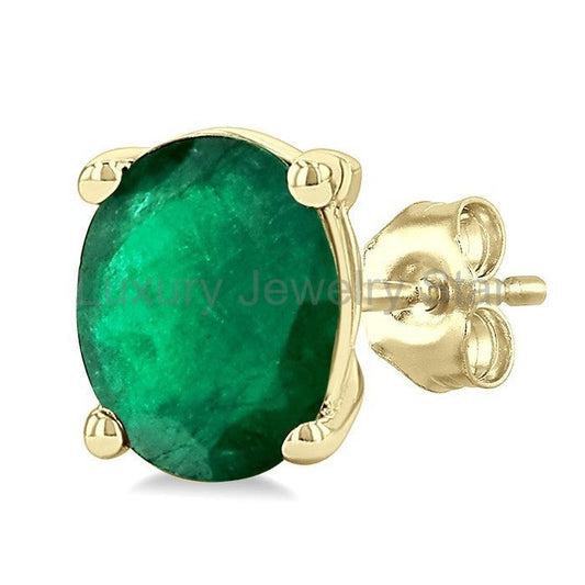 Oval Shape Gemstone Stud Earrings - image 2