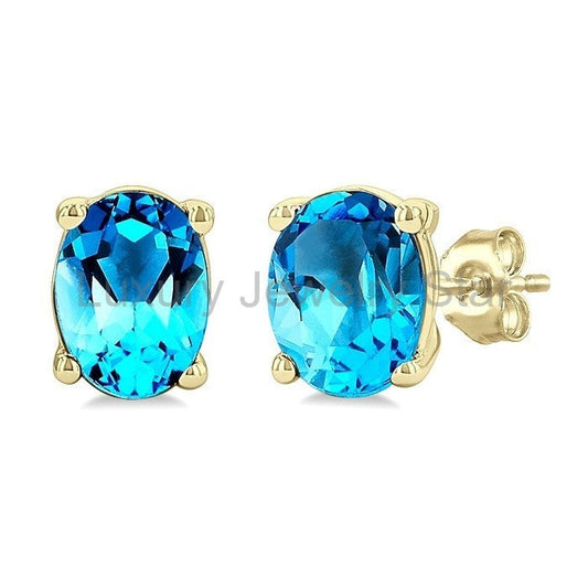 Oval Shape Gemstone Stud Earrings