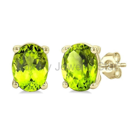 Oval Shape Gemstone Stud Earrings