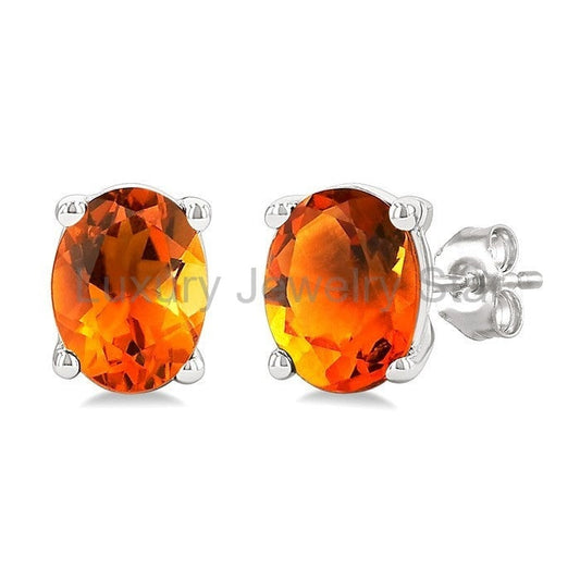 Oval Shape Gemstone Stud Earrings