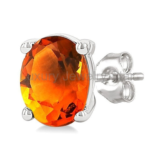 Oval Shape Gemstone Stud Earrings - image 2